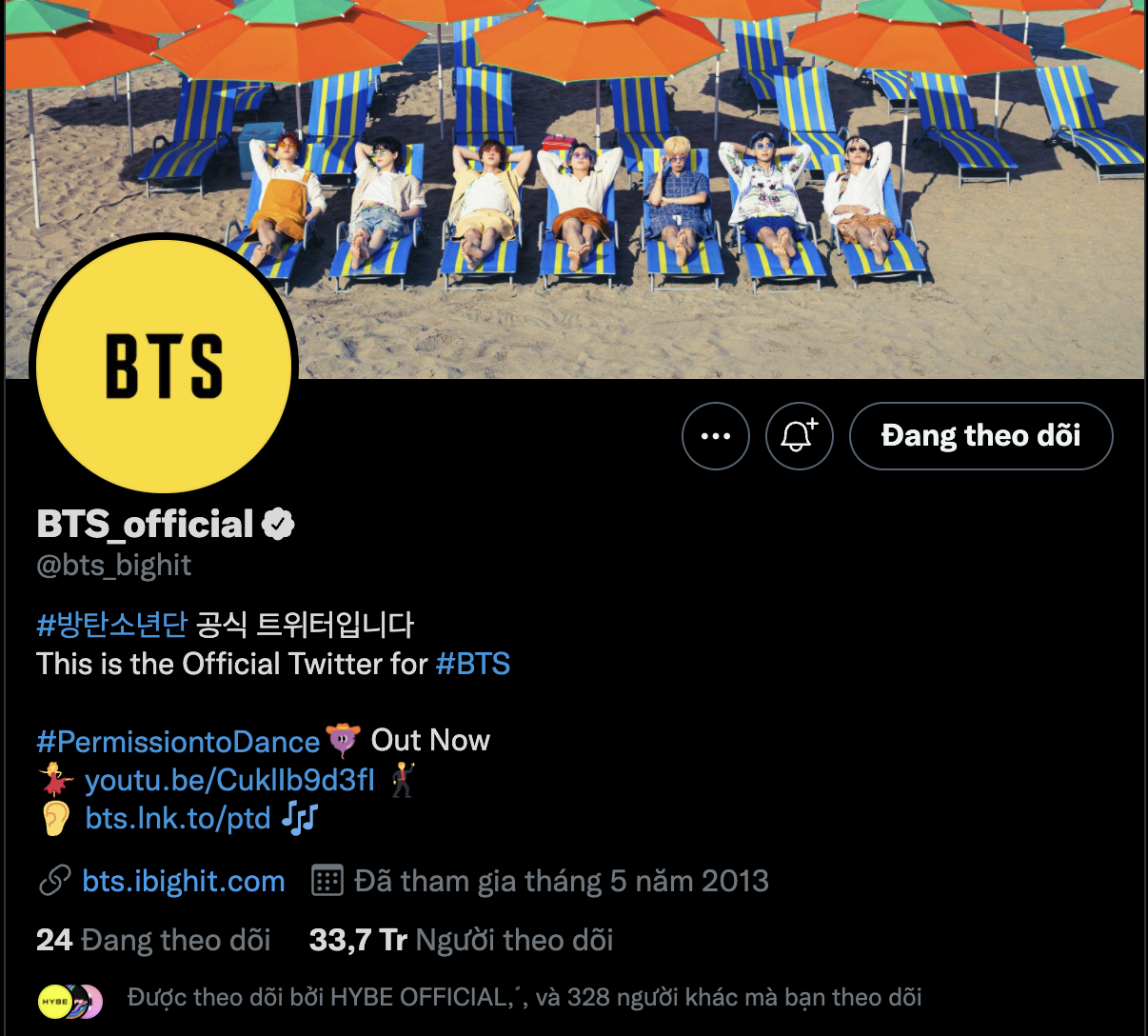 tài khoản twitter của từng thành viên bts